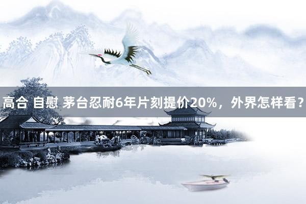 高合 自慰 茅台忍耐6年片刻提价20%，外界怎样看？