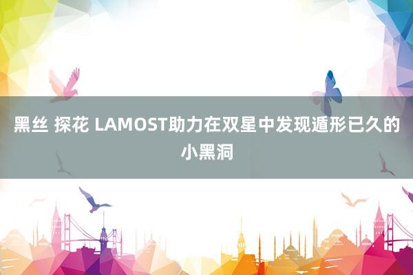 黑丝 探花 LAMOST助力在双星中发现遁形已久的小黑洞