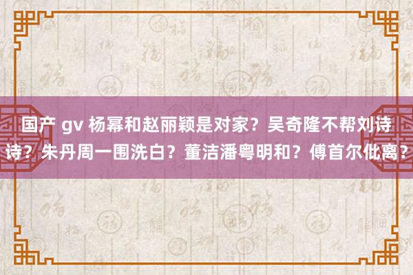 国产 gv 杨幂和赵丽颖是对家？吴奇隆不帮刘诗诗？朱丹周一围洗白？董洁潘粤明和？傅首尔仳离？